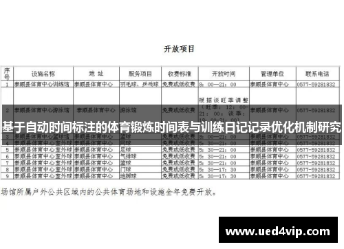 基于自动时间标注的体育锻炼时间表与训练日记记录优化机制研究